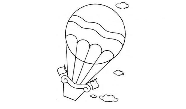 第五步  接着画出热气球旁边的几朵小云彩，看似离的很近，其实很远的。