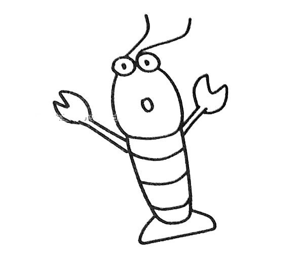 一组卡通虾的简笔画图片