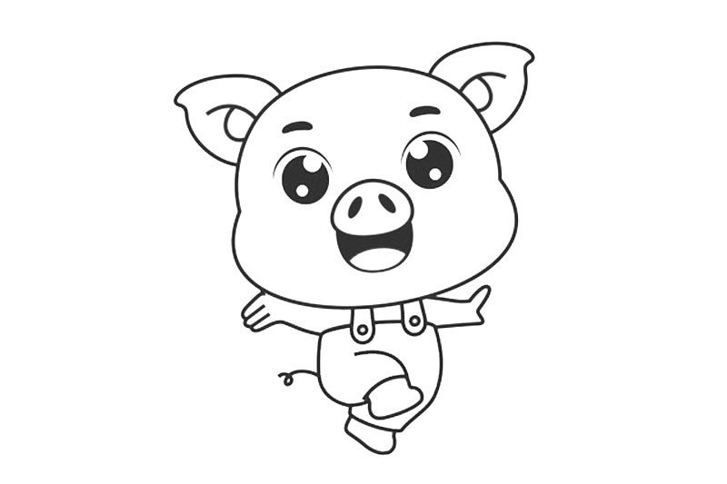 猪年卡通小猪形象简笔画1