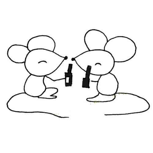 两只老鼠喝酒简笔画图片