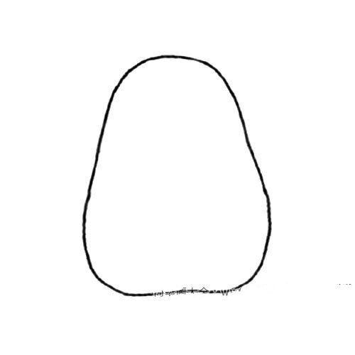 1.先画一个梨形的轮廓。