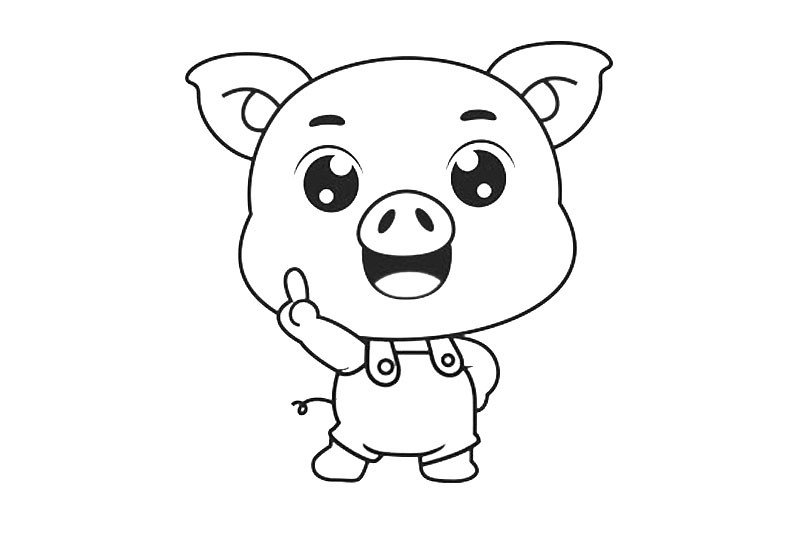猪年卡通小猪形象简笔画3