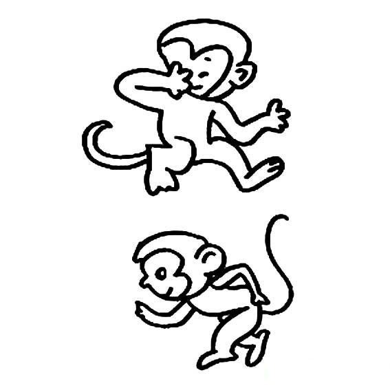 猴年小猴子简笔画素材