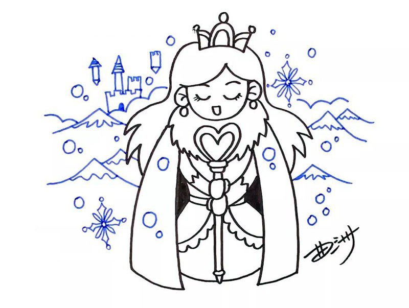 冰雪王国的公主简笔画图片1