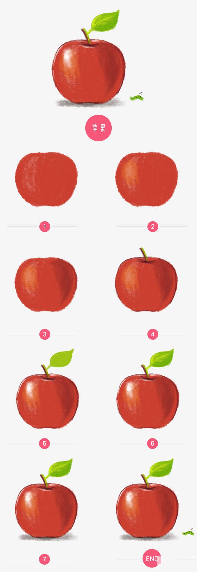 儿童画教程 苹果简笔画步骤图