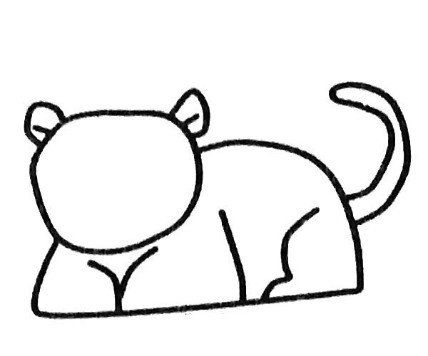 可爱的小豹子简笔画步骤3