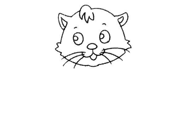 4.画出猫咪的鼻子、胡子和嘴。