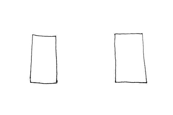 第一步：画上两个长方形。