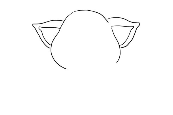 2.接着画两只大大的耳朵。