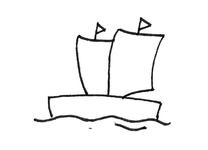 海上的帆船简笔画1
