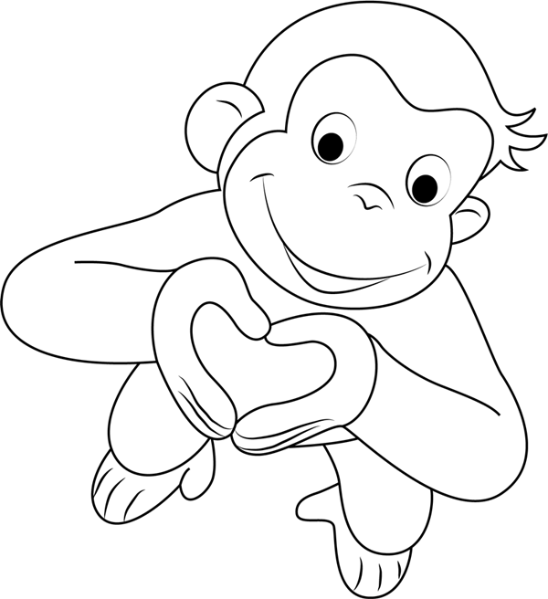 爱心猴子简笔画图片