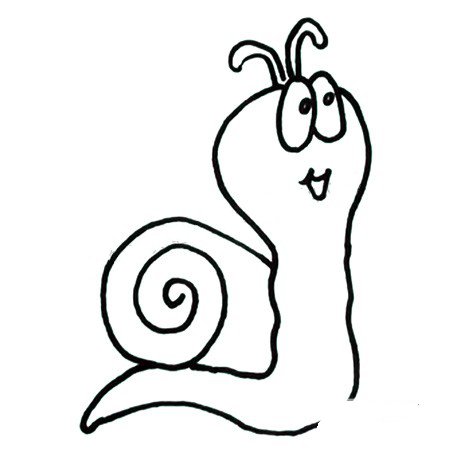 4.画蜗牛背着的小房子，补充完整身子和嘴巴。