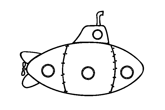 卡通潜水艇简笔画2