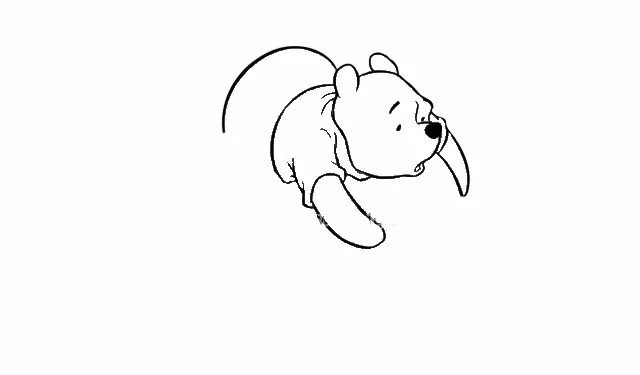第四步  画出维尼熊的屁股和手臂。