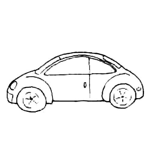 4.最后画出车窗并细化轮胎。