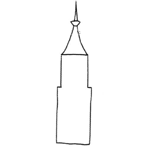 2.接着画塔身的轮廓。