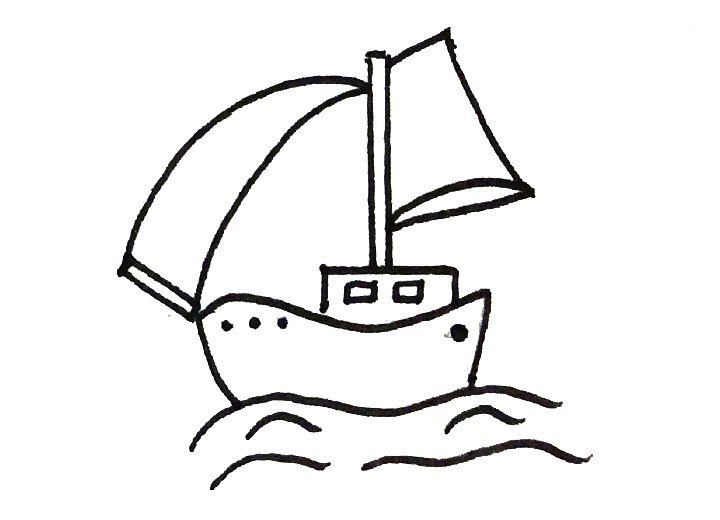 海上的帆船简笔画3