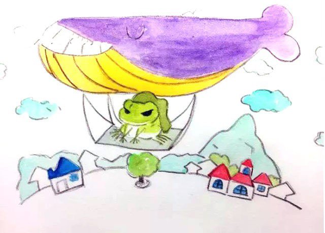 旅行青蛙的简笔画图片2