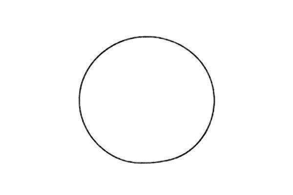1.线画一个圆圈，作为小猪的身体。