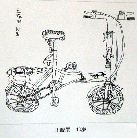 儿童写生自行车作品组图三张