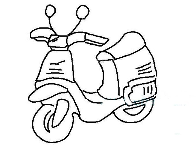 简单的踏板摩托车简笔画