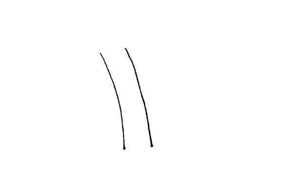 第一步：先画上两条竖线作为竹竿。