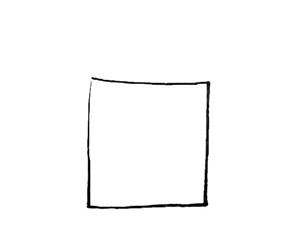 第一步：在纸上先画上一个长方形。