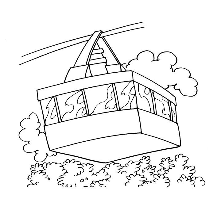 景区索道缆车简笔画2