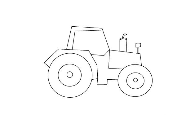 6.在车头上画上拖拉机的排气管。