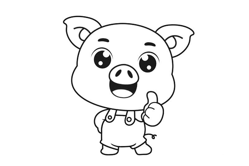 猪年卡通小猪形象简笔画4