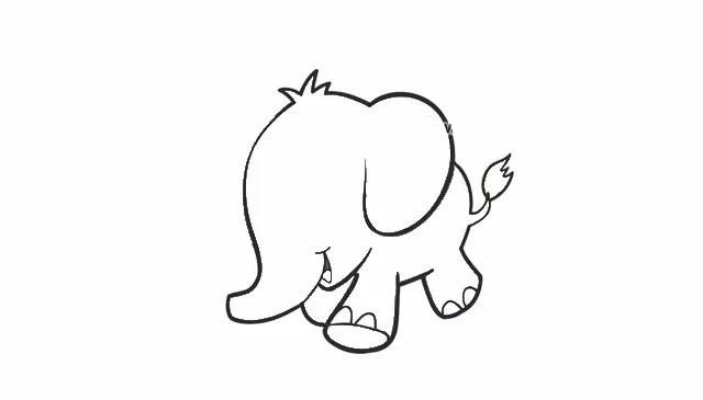 第三步  然后画出大象隐藏的腿和它的嘴巴。