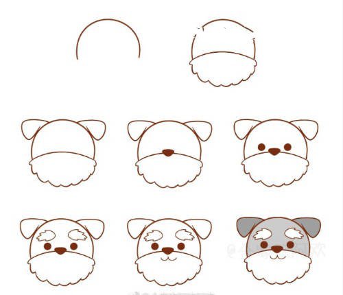第5种小狗的头像画法步骤图