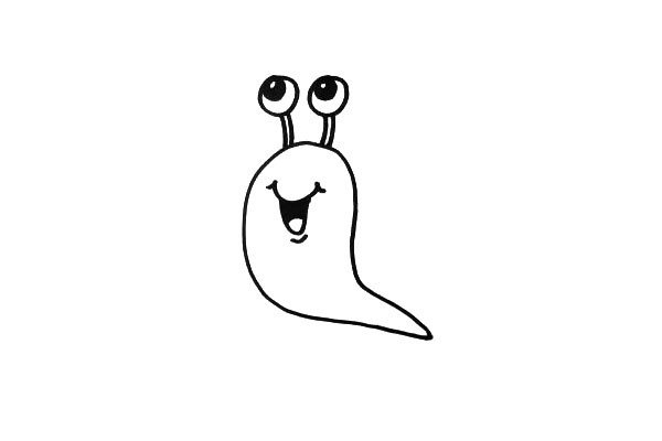 2. 加上眼睛和嘴巴,要画的可爱一点。