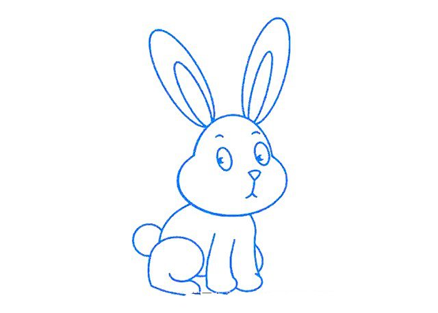 第四步：画兔子的五官。