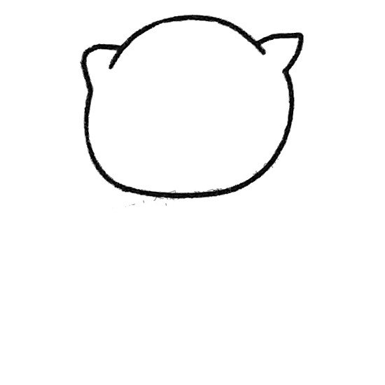 1.先画小猫的头部轮廓
