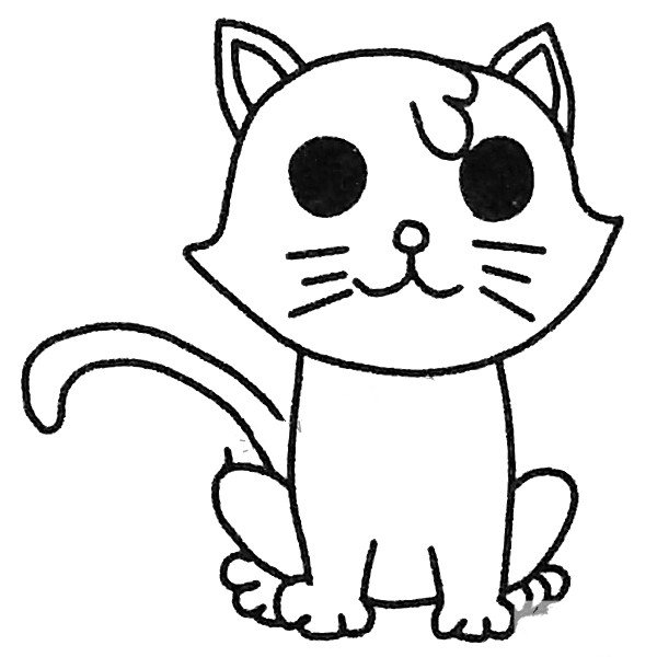 呆萌的小猫简笔画图片