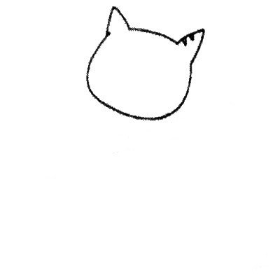 1.先画一个圆作为猫的脸，再上面画一对三角形的耳朵