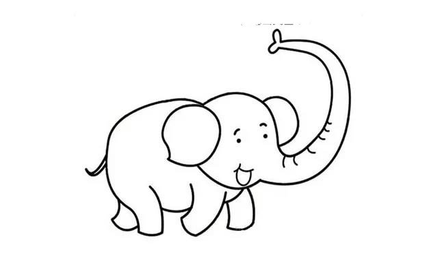 第七步  接着画出大象剩余的两条腿，正大步向前走呢。