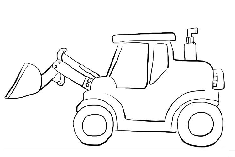 6.最后完善下部分车身并画出推土机的车轮。