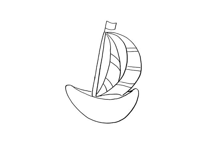 5.来用线条装饰一下船帆。