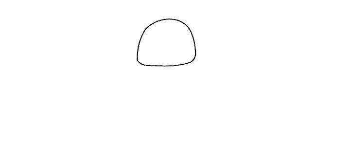 1.首先画一个不规则的半圆.作为房顶。
