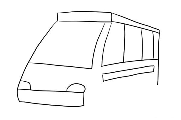4.画车的侧身部分车窗。