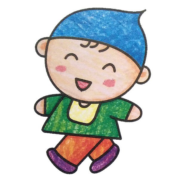 小男孩填色图片