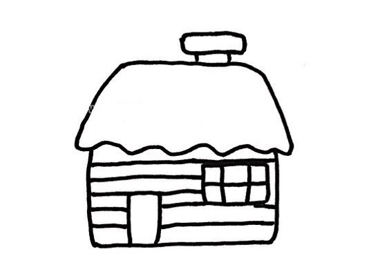 雪天里的房子简笔画1