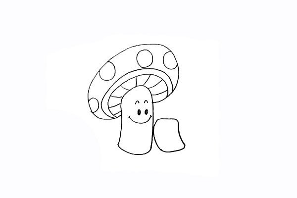 9.接着在旁边画出另一棵蘑菇。