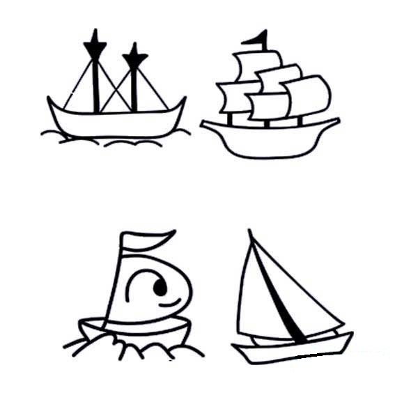 幼儿卡通帆船简笔画图片