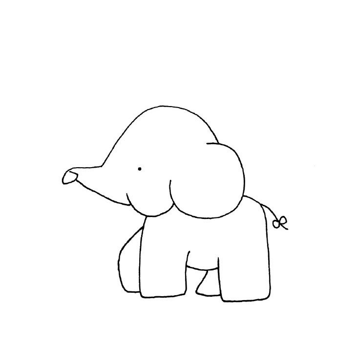 领头小象简笔画画法