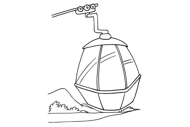 在上升的索道缆车简笔画2