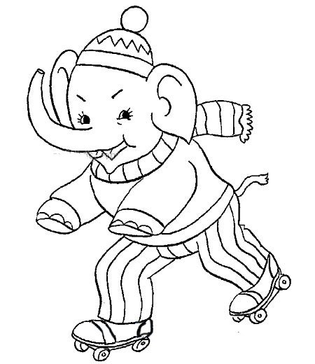 滑冰的大象简笔画