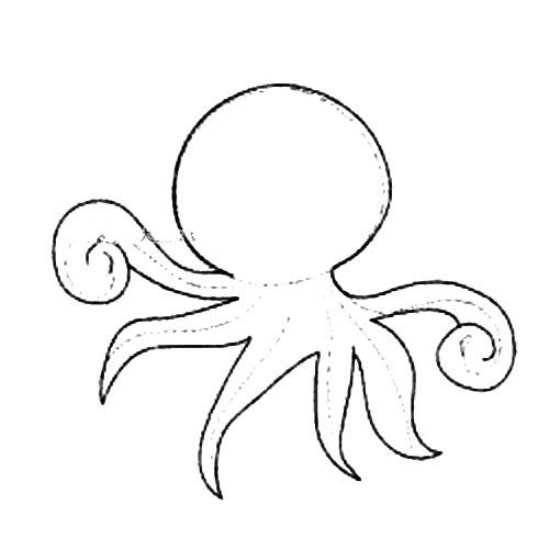 2.然后画出章鱼的触腕。